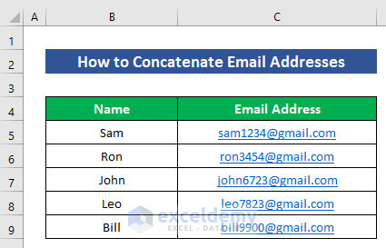 How to Concatenate Email Addresses in Excel