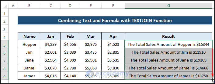Concatenate Text and Formula with TEXTJOIN Function