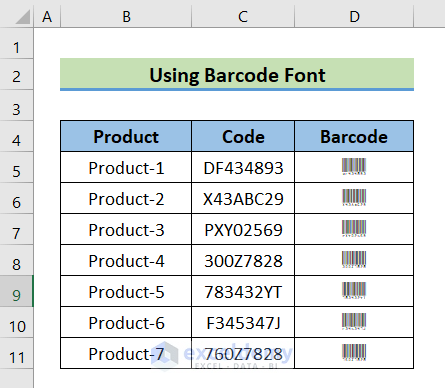 Final data with barcode font