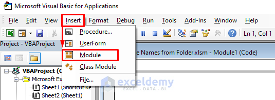 Using VBA to Copy File Names from Folder to Excel