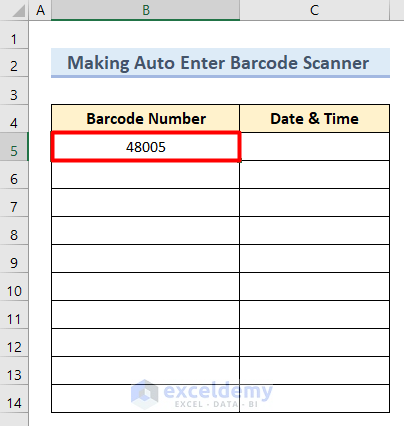Step by Step Procedures to Make Auto Enter Barcode Scanner in Excel