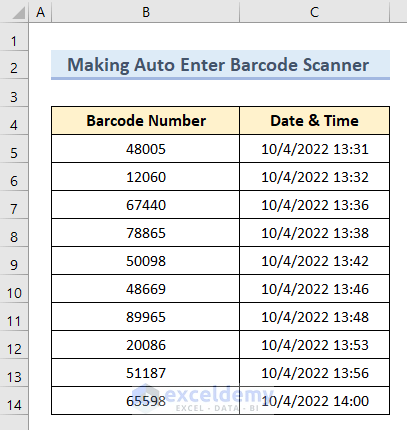 Excel Barcode Scanner Auto Enter