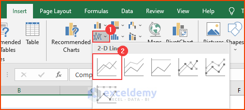 Inserting Line Graph to Compare 3 Sets of Data in Excel Chart