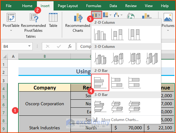 Using a Bar Chart to Compare 3 Sets of Data in Excel