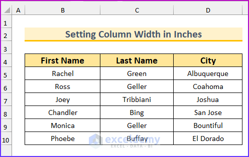 Step-by-Step Procedures to Set Column Width in Inches in Excel