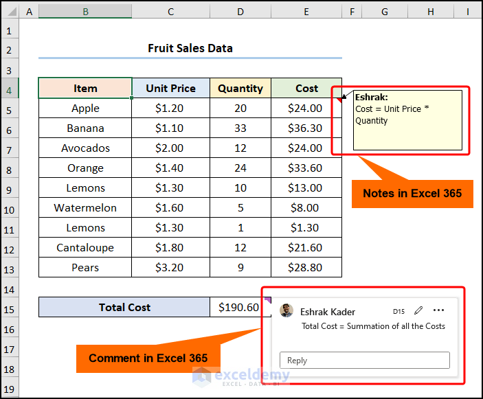 excel comment only showing arrow difference between comments and notes