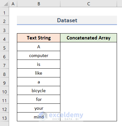 Concatenate Single Array in Excel