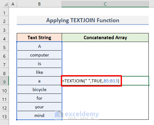 Concatenate Single Array in Excel