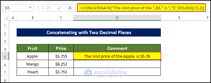 Concatenate with Two Decimal Places 