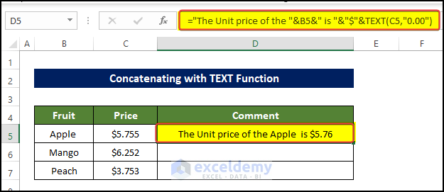 Concatenating with TEXT Function