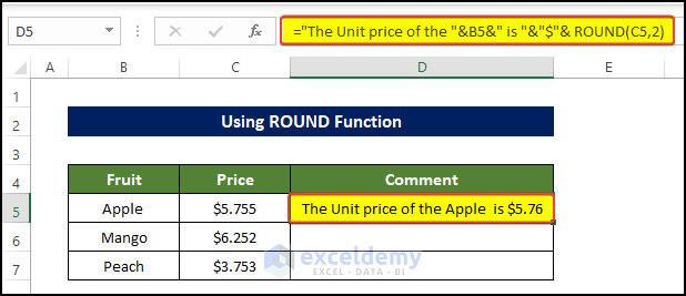 Using ROUND Function to Concatenate Decimal Places in Excel
