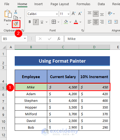 Format Painter to fix Excel Copy Paste Loses Formatting