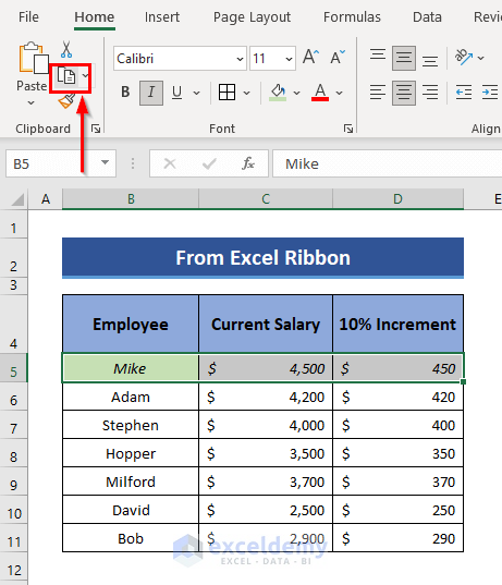 Fix Excel Copy Paste Loses from Ribbon