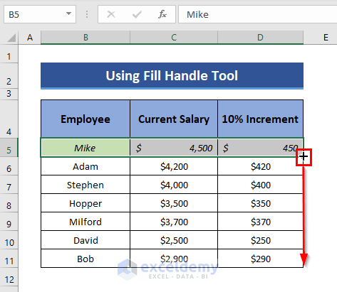 Fill Handle tool to Fix Excel Copy Paste Loses
