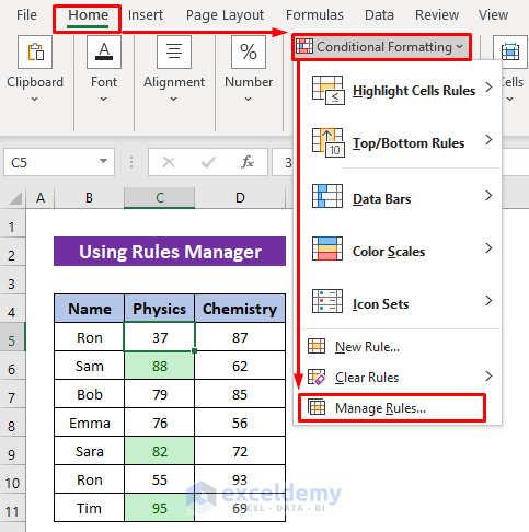 Using Rules Manager to Copy and Paste Conditional Formatting in Excel