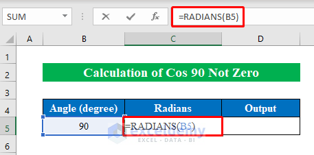 Calculation of Radians to determine Cos90 not zero