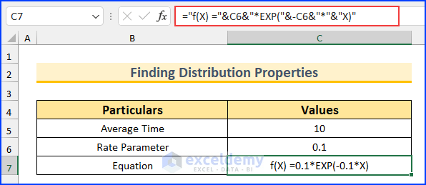 Deducing Equation for Exponential Probability Distribution in Excel