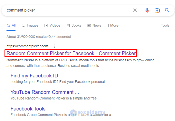 Go to Comment Picker Website to Export Facebook Comments to Excel