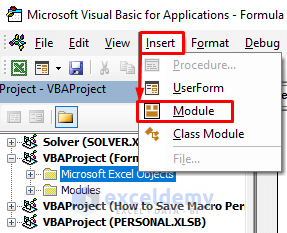 Insert a Module to Write the VBA Code