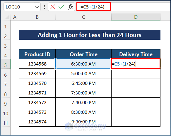 How to Add 1 Hour to Time for Less Than 24 Hours