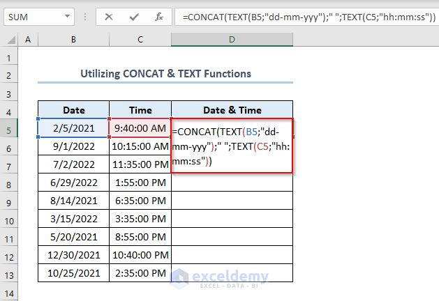 Utilizing CONCAT and TEXT Functions