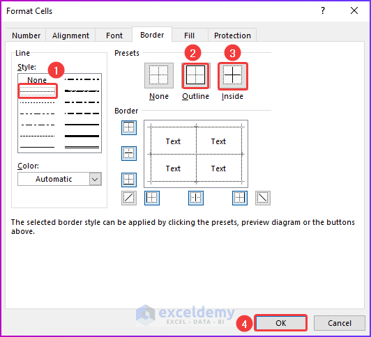 Modifying Format Cells Dialog Box to Add Dotted Border in Excel