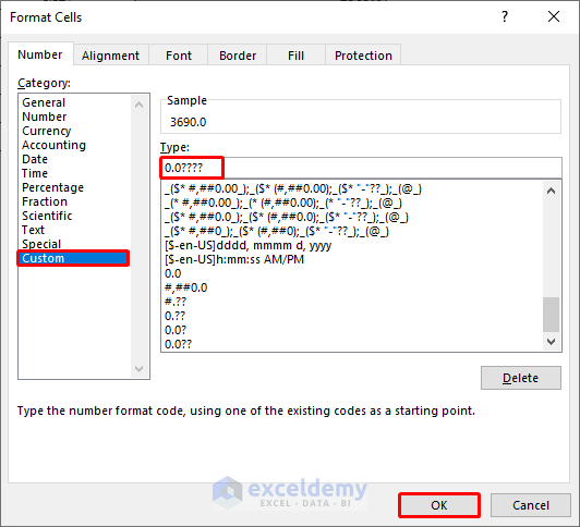 Utilizing Custome Number Feature to Align Numbers by Decimal Point