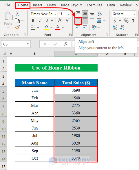 How to Align Numbers in Excel (6 Simple Methods)