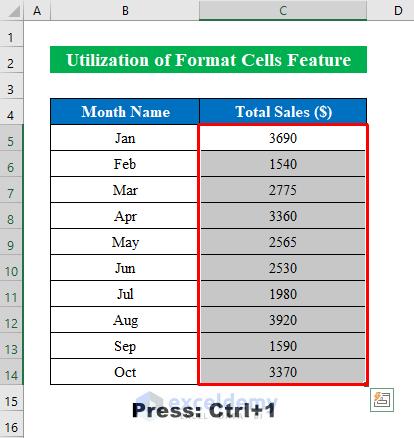 Utilize Format Cells Feature to Align Numbers