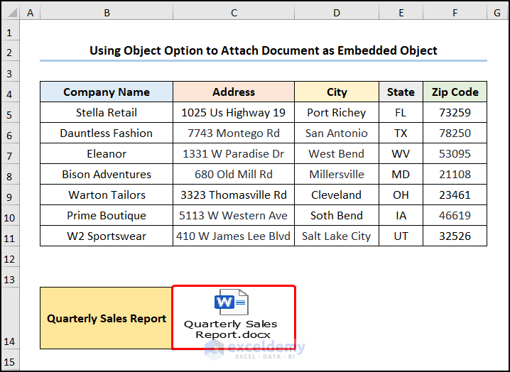 how to attach documents in excel using Object option