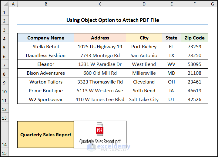 how to attach pdf documents in excel 