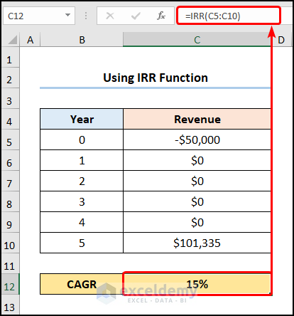 Using IRR function