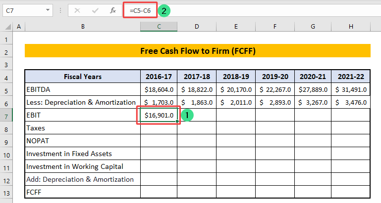 EBIT be calculated by entering a formula