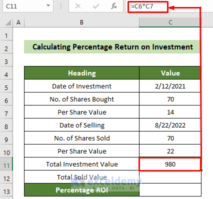 Formula to Calculate Total Investment