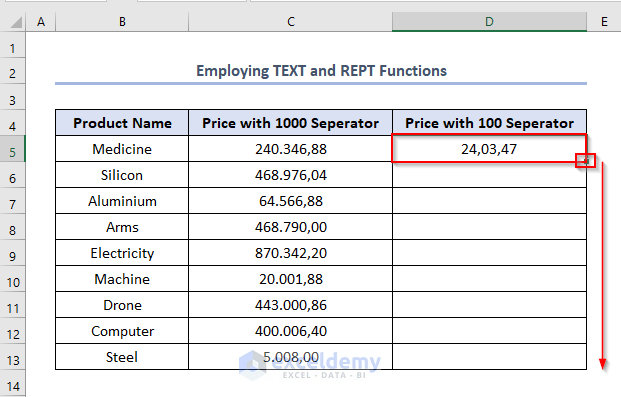 how to change 1000 separator to 100 separator in excel