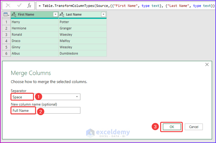 Merging Columns in Power Query as An Easy Way to Concatenate Names in Excel