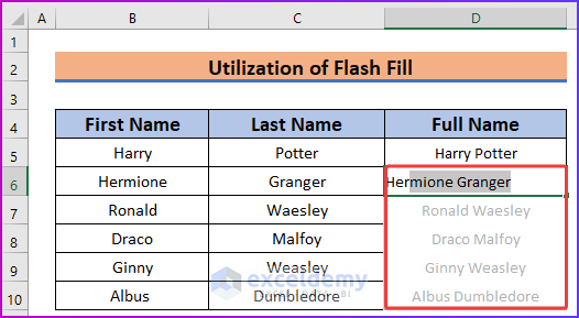 Utilizing Flash Fill as An Easy Way to Concatenate Names in Excel