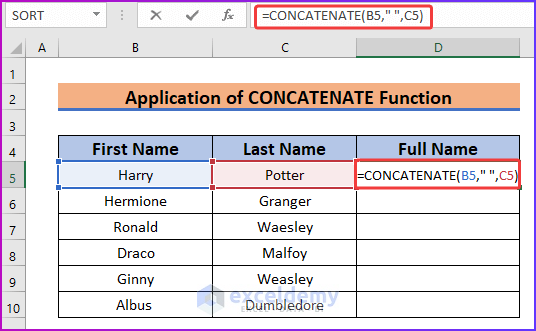 Applying CONCATENATE Function as An Easy Way to Concatenate Names in Excel