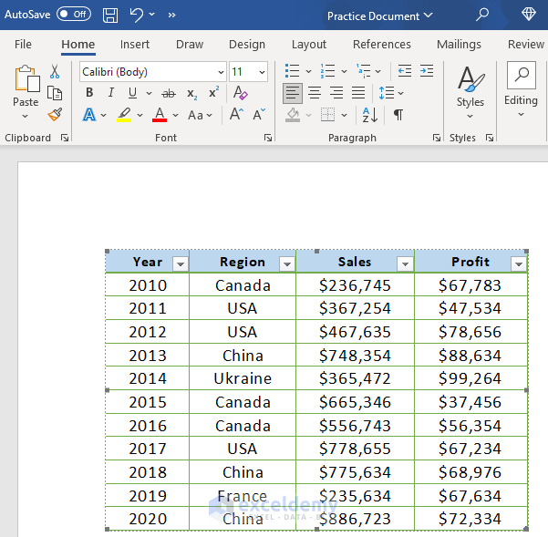 Output Image of Coping Table from Excel to Word as Picture and Keep Formatting