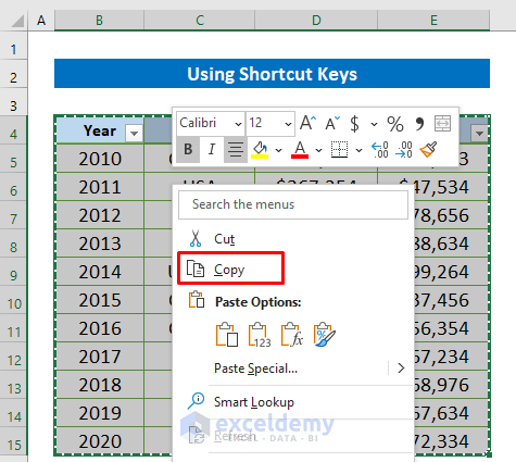Copy Table from Excel to Word