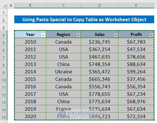 Using Paste Special to Copy Table from Excel to Word with Gridlines as Worksheet Object