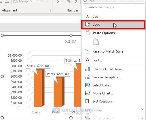 Using Paste Special Command to Copy Chart from Excel to Word