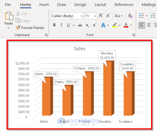 Transfer Chart Data from Excel to Word Automatically