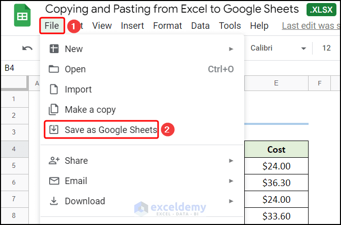 Saving as Google Sheets