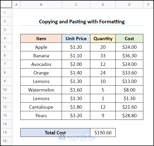 how to copy and paste from excel to google sheets with formatting