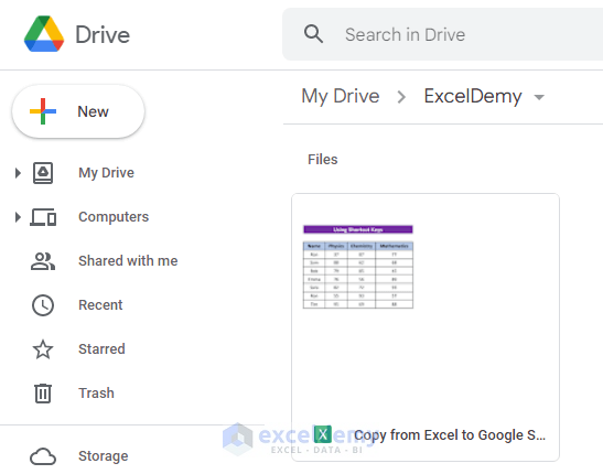 Open with Google Sheets from Drive to Copy from Excel