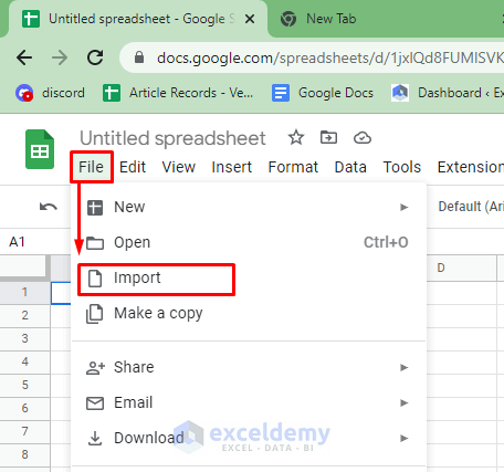 Using Import Command to Transfer Excel File to Google Sheets