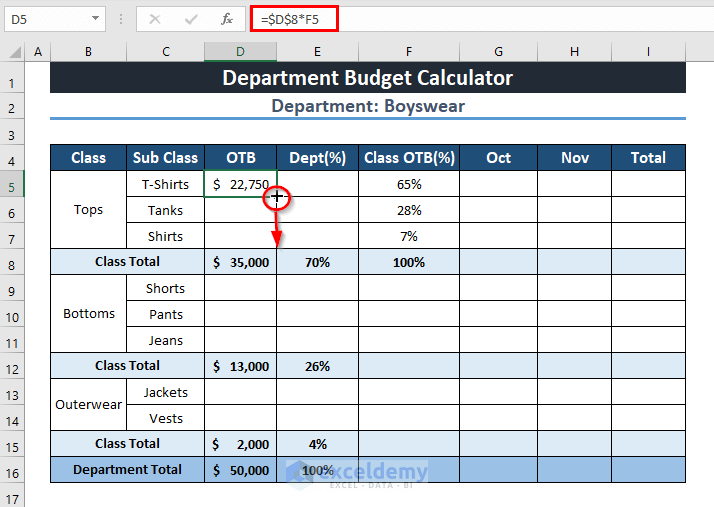 Department Budget in Excel
