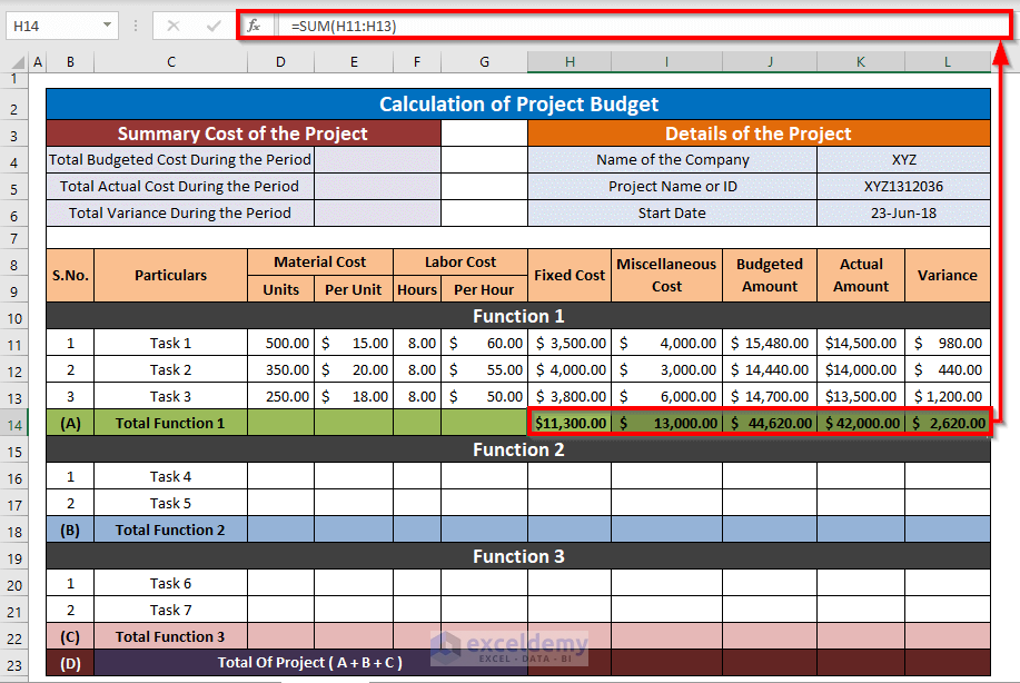 Calculate Project Budget