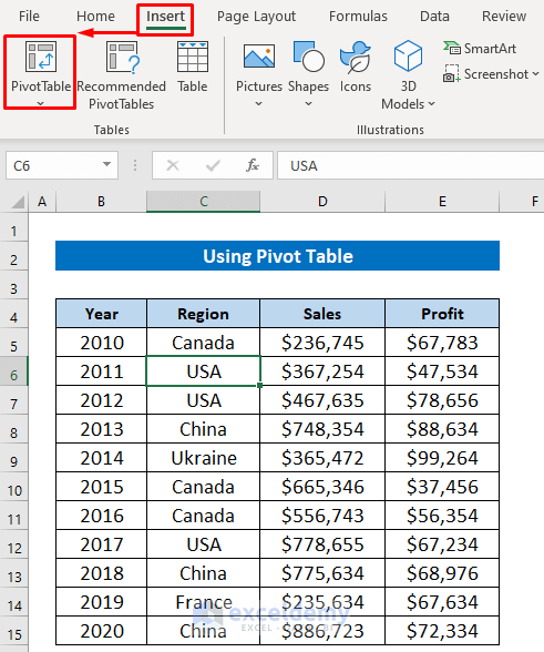 Using Pivot Table to Enter Data in Excel for Analysis